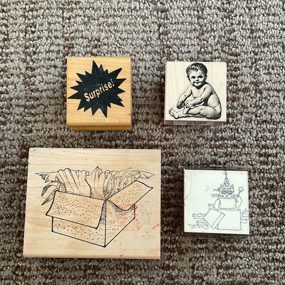 4 rubber stamps in almost new condition